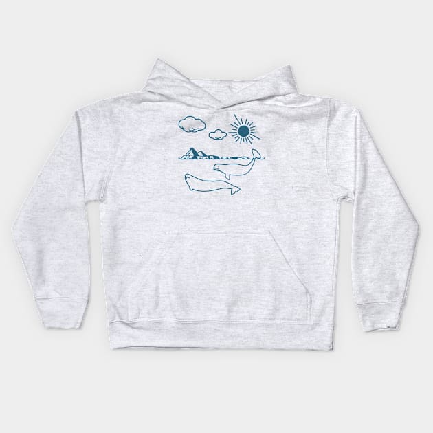 Beluga whale, Whale, Ocean, Sunset, Mammal, Sun Kids Hoodie by Strohalm